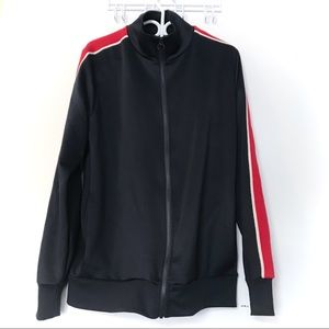 Le 31 Zip-Up Track Sweater In Navy/Red